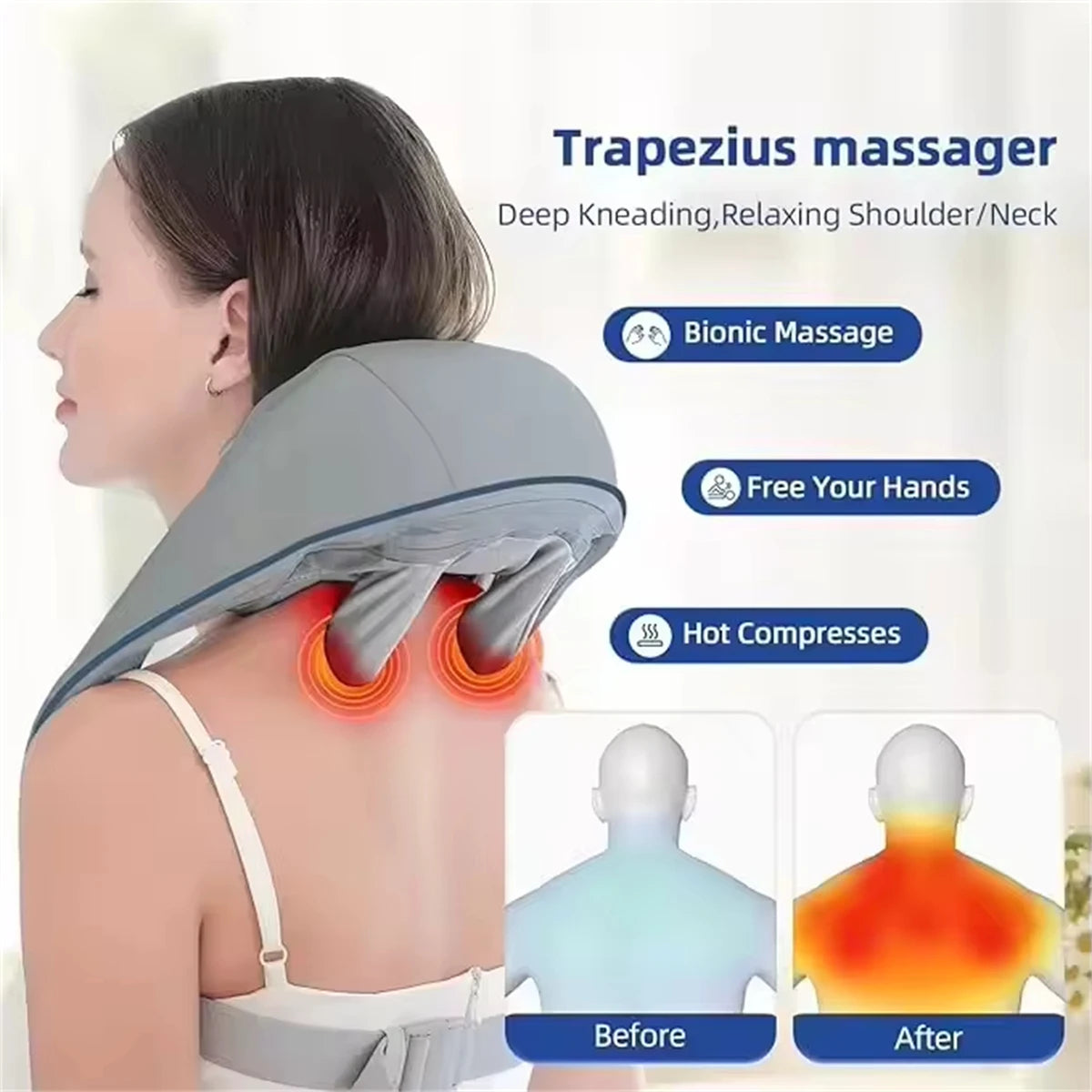 5D Wireless Shiatsu Massager with Heat